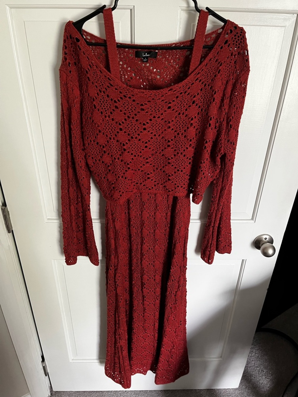 Lulus Orange Crochet Knit Two-Piece Sweater Dress